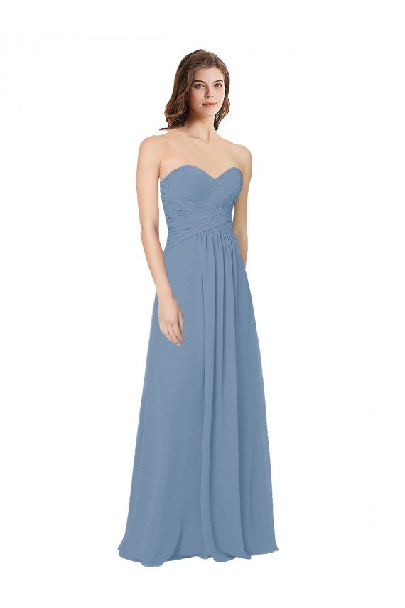 Outlet Chiffon A-Line Wraparound Draping Long Bridesmaid Dress