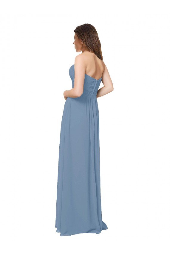 Outlet Chiffon A-Line Wraparound Draping Long Bridesmaid Dress