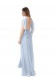 Outlet Flutter Sleeves Long Chiffon Bridesmaid Dress with Daring Open Back and Side Slit