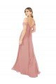Outlet Draped Shoulder Sash Back Chiffon Bridesmaid Dress
