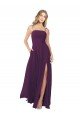 Outlet Chiffon Bridesmaid Dress with Front Slit and Keyhole Back