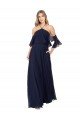 Outlet Halter Neck Cold Shoulder Flutter Sleeves Bridesmaid Dress