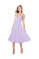 Outlet Draped Midi Length Chiffon Cocktail Bridesmaid Dress with Ruched Bodice