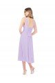 Outlet Draped Midi Length Chiffon Cocktail Bridesmaid Dress with Ruched Bodice