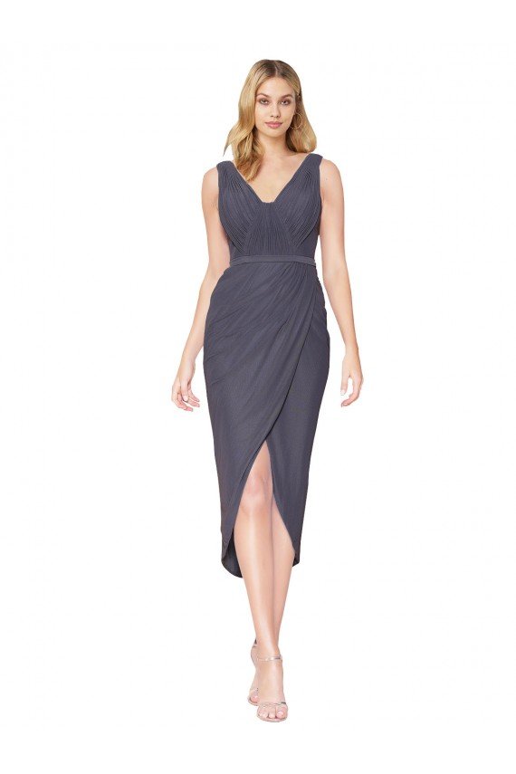 Outlet High Low V-Neck Chiffon Mermaid Wrap Bridesmaid Dress / Formal Prom Dress