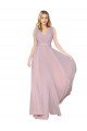 Outlet Draped V-Neck Long Chiffon Bridesmaid Dress / Formal Prom Dress with Shirred Bodice