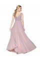 Outlet Draped V-Neck Long Chiffon Bridesmaid Dress / Formal Prom Dress with Shirred Bodice