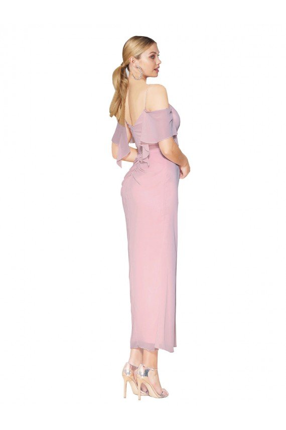 Outlet Mermaid Cold Shoulder Short Knee Length Chiffon Bridesmaid Dress / Formal Prom Dress