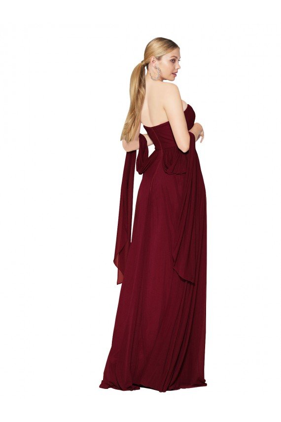 Outlet Draped Strapless Long A-Line Chiffon Bridesmaid Dress / Formal Prom Dress