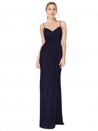 Outlet Draped Spaghetti Straps Long Chiffon Mermaid Bridesmaid Dress / Formal Prom Dress