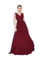 Outlet Draped A-Line V-Neck Floor Length Chiffon Bridesmaid Dress / Formal Prom Dress