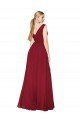Outlet Draped Mermaid Long V-Neck Chiffon Bridesmaid Dress / Formal Prom Dress with High Slit
