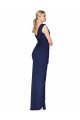 Outlet Draped V-Neck Long Chiffon Bridesmaid Dress / Formal Prom Dress with Front Slit