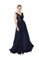 Outlet High Neck V-Neck Long Chiffon Bridesmaid Dress / Prom Dress with Sequin Top