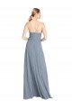 Outlet Spaghetti Straps V-Neckline Long Chiffon Bridesmaid Dress with High Slit