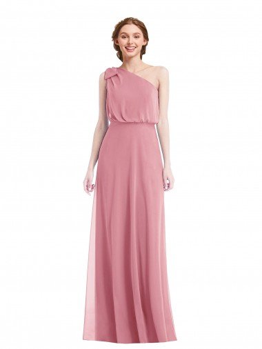 Outlet One Shoulder Bow Blouson Bodice Maxi Bridesmaid Dress
