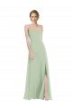 Outlet Scoop Neck Tie Strap Maxi Bridesmaid Dress with Front Slit