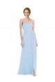 Outlet Strapless Sweetheart Maxi Bridesmaid Dress with Pleated Front Slit