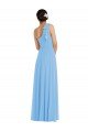 Outlet Draped One Shoulder Maxi Bridesmaid Dress with Scarf Bow