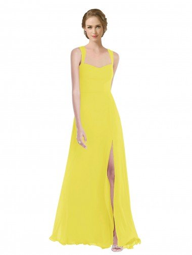 Outlet Wide Strap Sweetheart Maxi Bridesmaid Dress