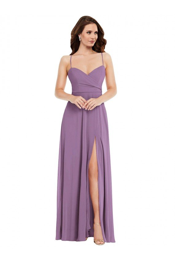 Outlet Wrap Bodice Maxi Bridesmaid Dress with Front Slit