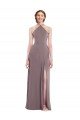 Outlet Diamond Halter Maxi Formal Bridesmaid Dress with Front Slit