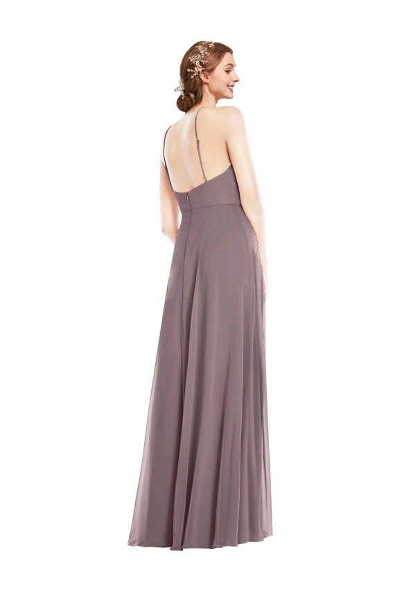 Outlet Diamond Halter Maxi Formal Bridesmaid Dress with Front Slit