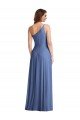 Outlet One Shoulder Full Length Maxi Formal Bridesmaid Dress with Flirty Slit