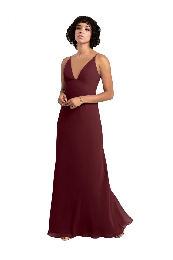 Outlet Notched Neckline Empire Waist Chiffon Slip Bridesmaid Dress