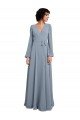 Outlet Wrap Style Long Sleeves Chiffon Bridesmaid Dress with Pleated Bodice