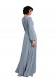 Outlet Wrap Style Long Sleeves Chiffon Bridesmaid Dress with Pleated Bodice