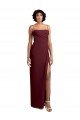 Outlet Sleek Straight Neckline Chiffon Bridesmaid Dress with Spaghetti Straps and High Side Slit