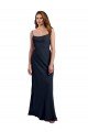 Outlet Scoop Neck Long Chiffon Open Back Bridesmaid Dress with Spaghetti Straps
