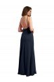 Outlet Scoop Neck Long Chiffon Open Back Bridesmaid Dress with Spaghetti Straps