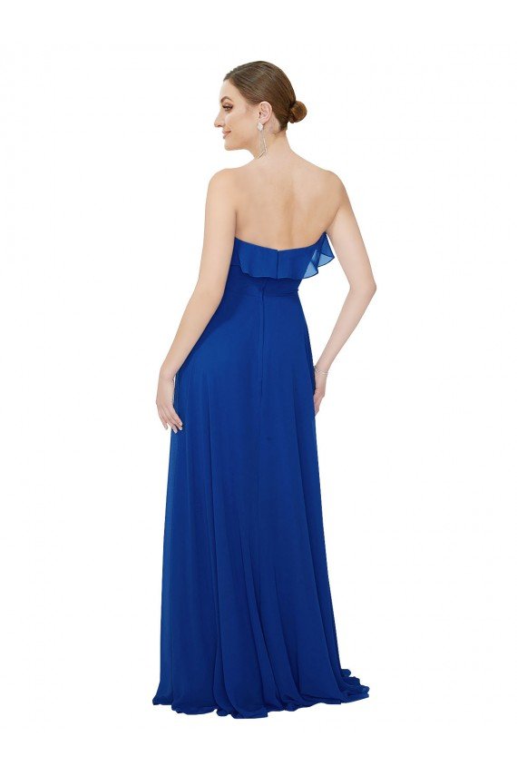 Outlet Ruffled Chiffon Strapless Bridesmaid Dress