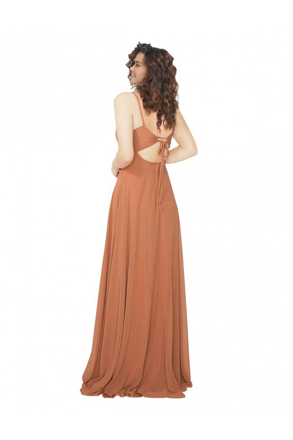 Outlet Chiffon Bridesmaid Dress with Tie Back Keyhole