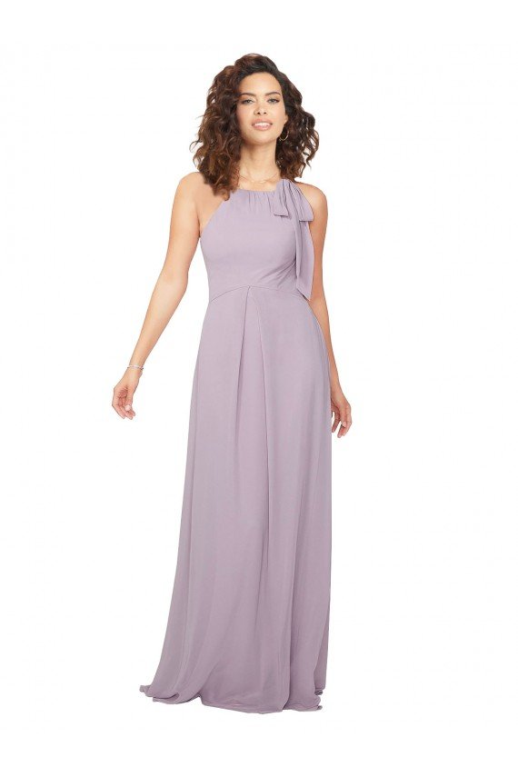 Outlet Halter Neck Bridesmaid Dress with Bow