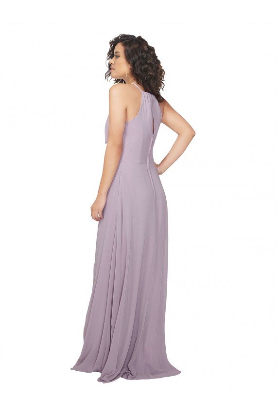 Outlet Halter Neck Bridesmaid Dress with Bow