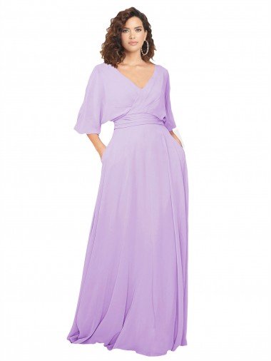 Outlet Chiffon Bridesmaid Dress with Ruched Waist