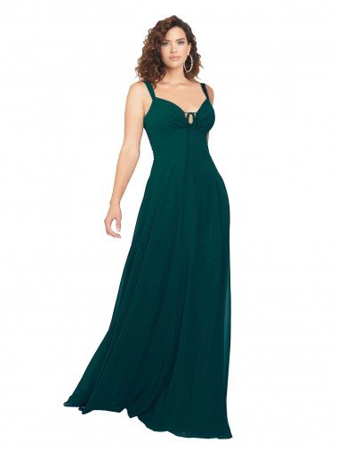 Outlet Tied Bodice Sweetheart V-Neck Chiffon Bridesmaid Dress