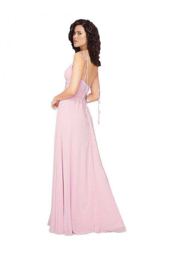 Outlet Chiffon Bridesmaid Dress with Tassel Straps