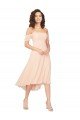 Outlet Cold Shoulder Midi Length Short Chiffon Bridesmaid Dress