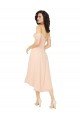 Outlet Cold Shoulder Midi Length Short Chiffon Bridesmaid Dress