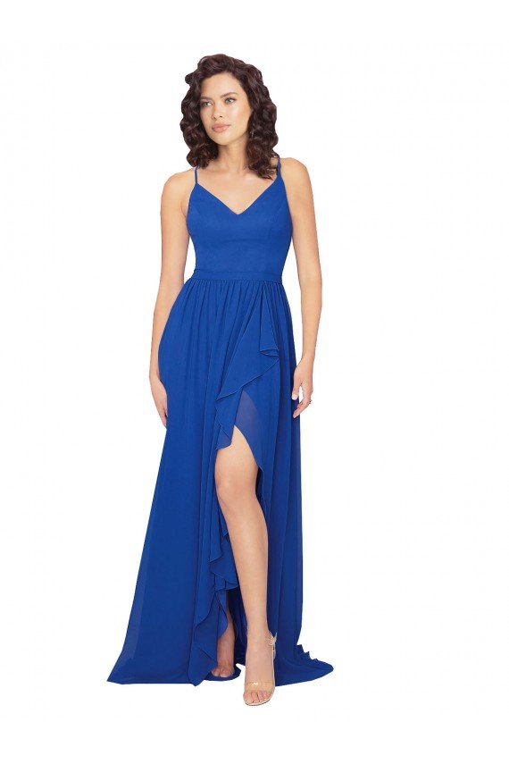 Outlet Chiffon Bridesmaid Dress with Strappy Back