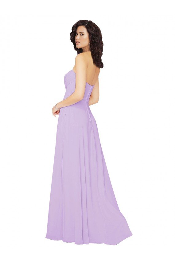 Outlet Draped Sweetheart Long Chiffon Bridesmaid Dress with Front Slit