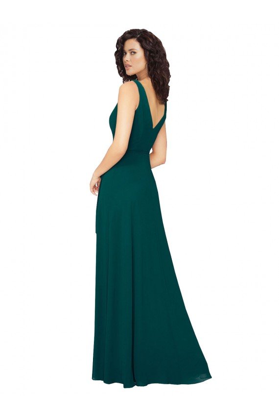 Outlet V-Neck Chiffon Bridesmaid Dress with Front Skirt Slit