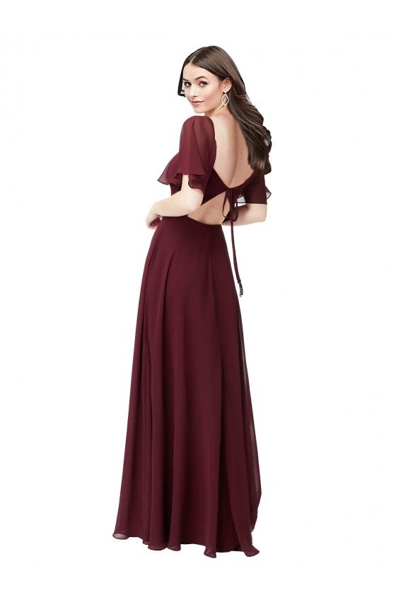 Outlet Chiffon Flutter Sleeve Sweetheart Bridesmaid Dress