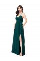 Outlet Chiffon Bridesmaid Dress with Draped Surplice Bodice & Pockets