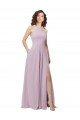 Outlet High-Halter Chiffon Bridesmaid Dress with Keyhole Cowl Back