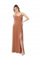 Outlet Cowl Neck Chiffon Bridesmaid Dress with Front Slit